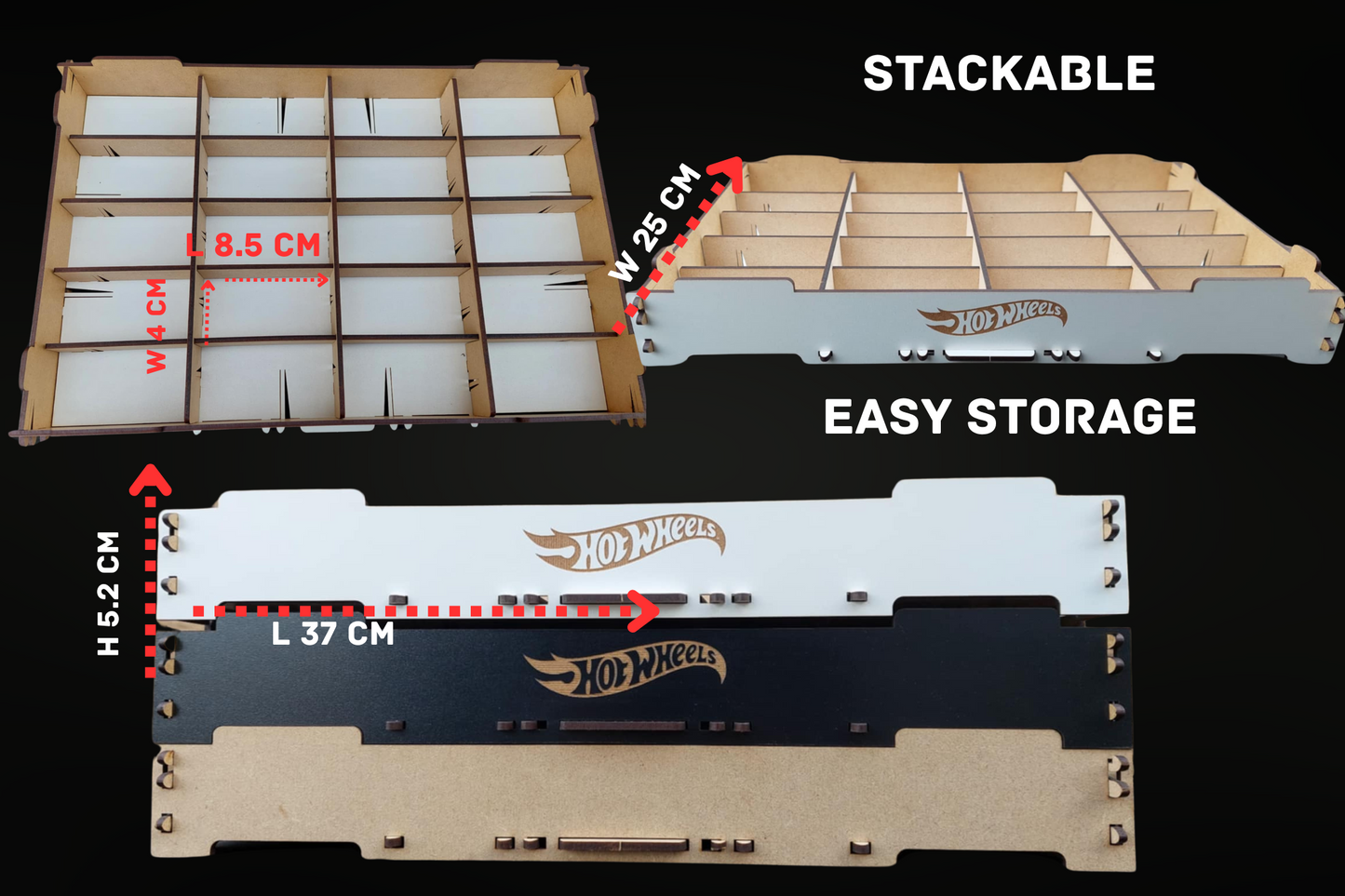 Stackable Storage Box for Collectible Hot Wheels Cars