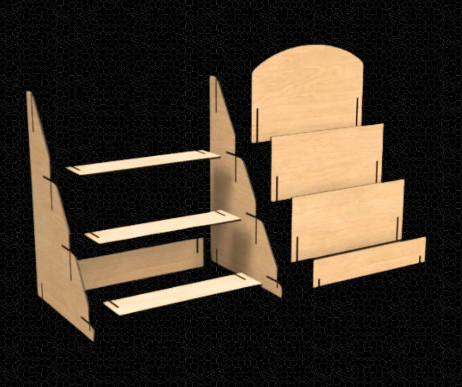 Free Standing 3 Tier Cards/Frame Display Stand, Perfect for Displaying your Products SVG, LBRN, DFX