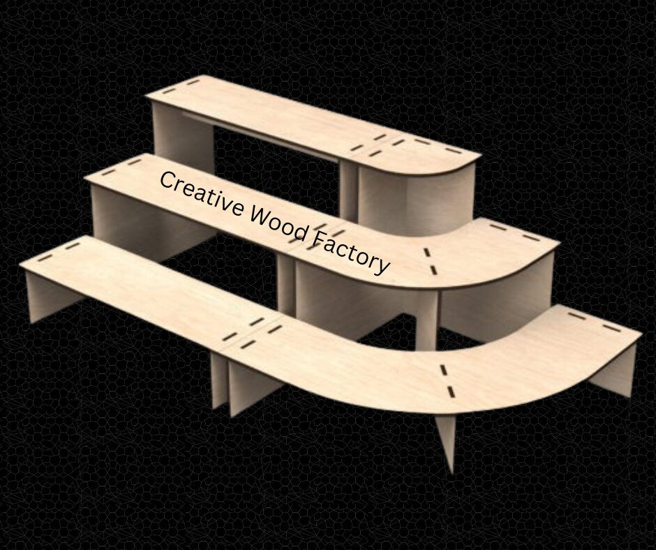 3 Tier Display Stand, Perfect for Displaying your Products SVG, LBRN, DFX