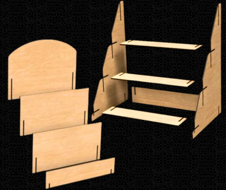 Free Standing 3 Tier Cards/Frame Display Stand, Perfect for Displaying your Products SVG, LBRN, DFX