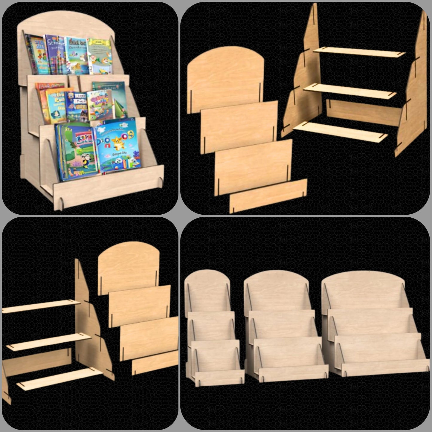 Free Standing 3 Tier Cards/Frame Display Stand, Perfect for Displaying your Products SVG, LBRN, DFX