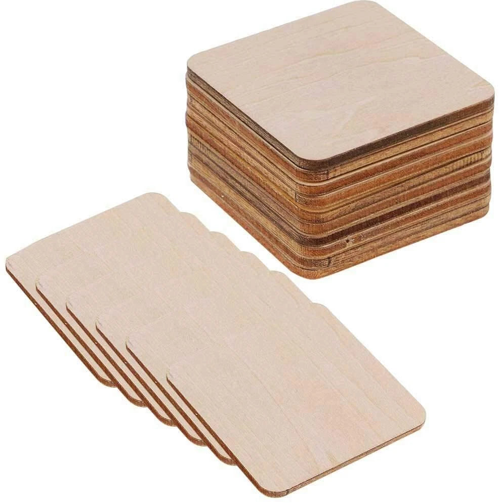 Wooden Plywood Coaster Blanks Round & Square Shapes Craft Blanks for DIY Projects, Painting & Engraving