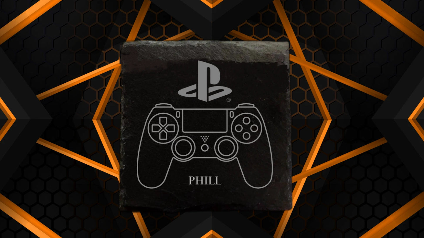 Gamer Slate Coaster – 10cm Square – XBOX & PlayStation Design – Funny Gaming Gift
