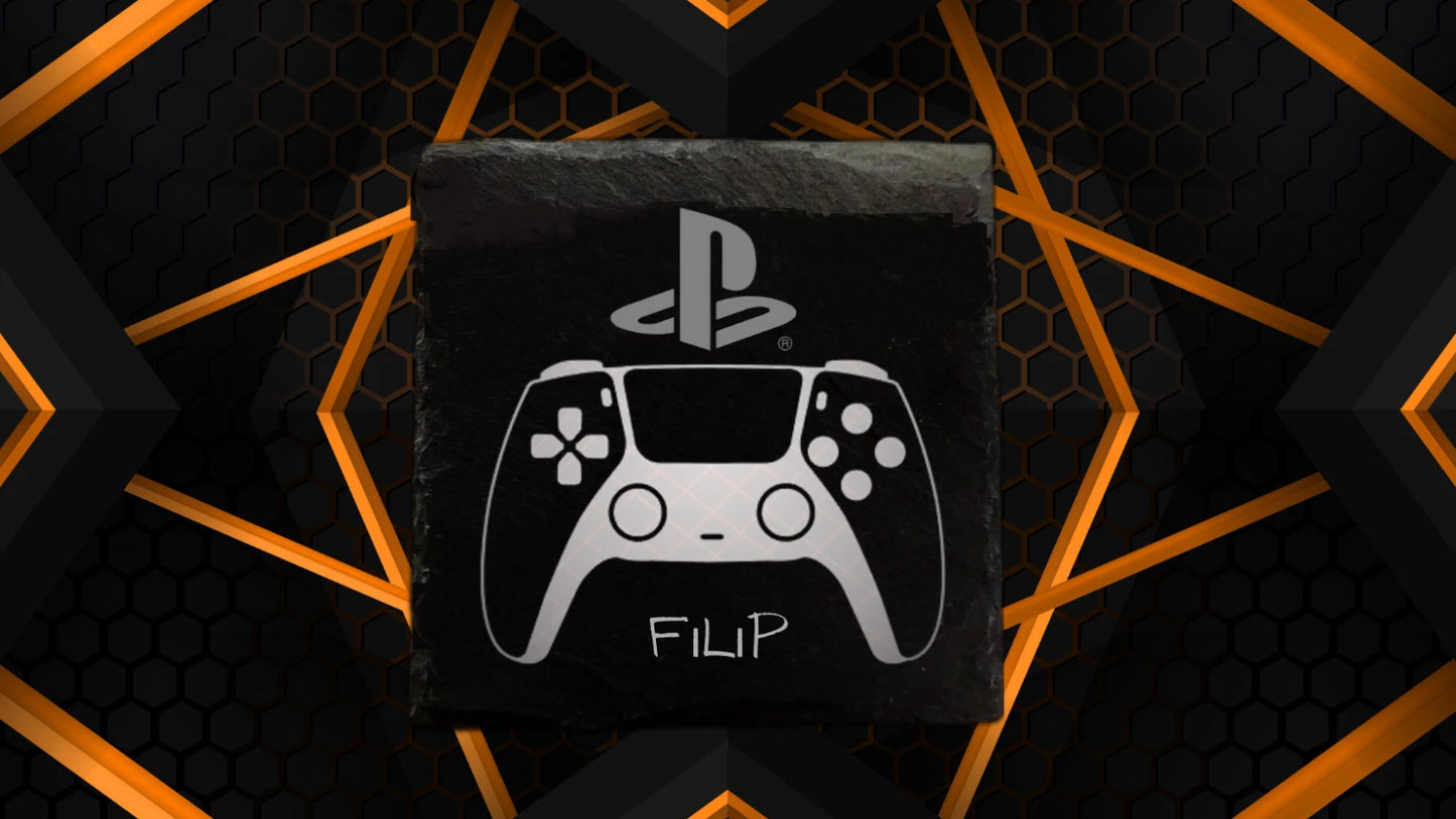 Gamer Slate Coaster – 10cm Square – XBOX & PlayStation Design – Funny Gaming Gift