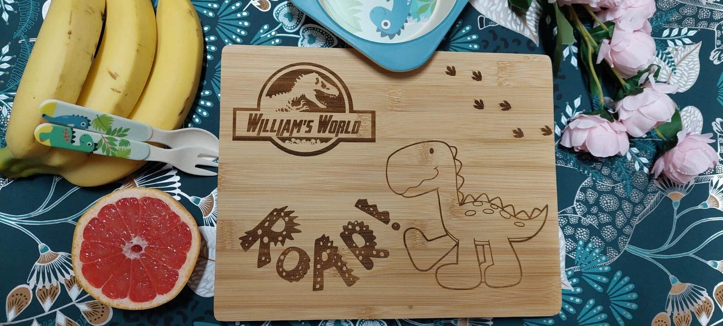 Personalised Dinosaur Bamboo Placemat for Kids – Custom Name Engraved