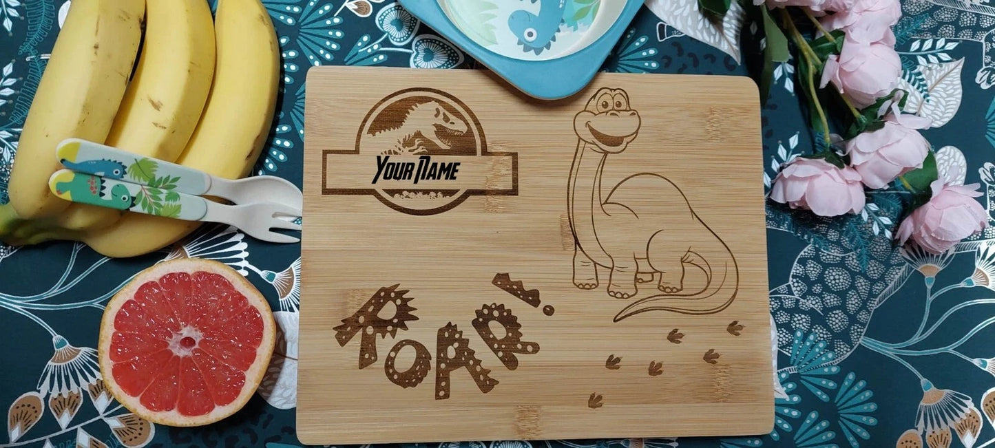 Personalised Dinosaur Bamboo Placemat for Kids – Custom Name Engraved