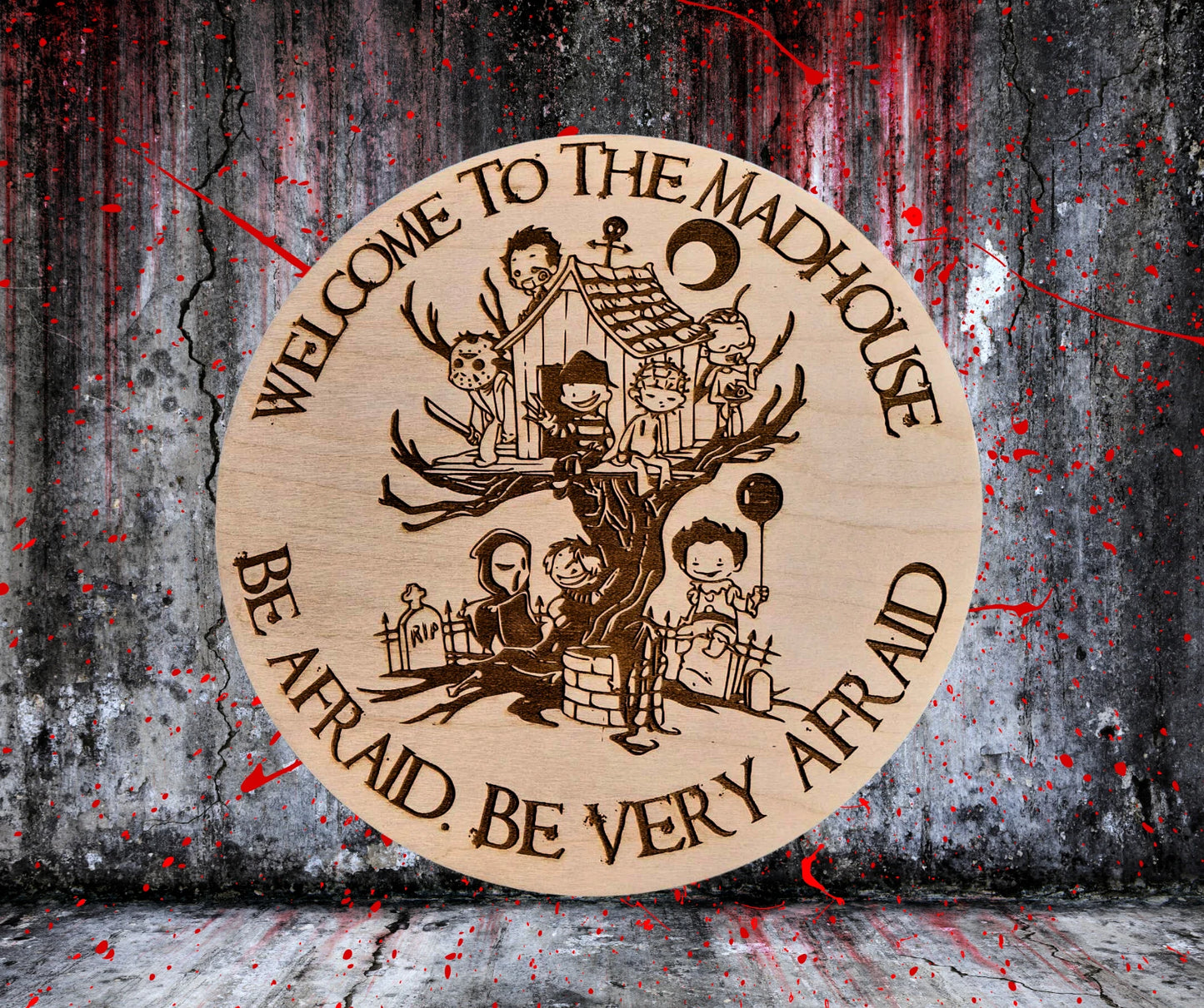 Horror Welcome Wall Plaque – "Murderer Family" Design