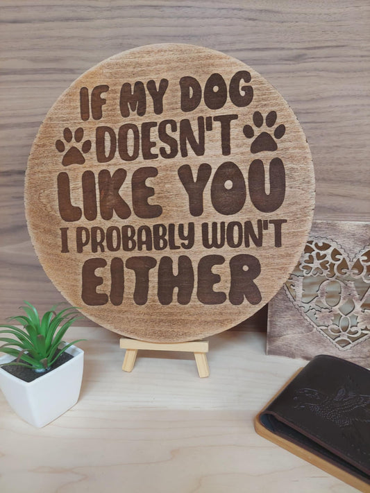 Funny Wooden Dog Warning Sign for Gate or Entrance – Handmade Humour for Your Home!