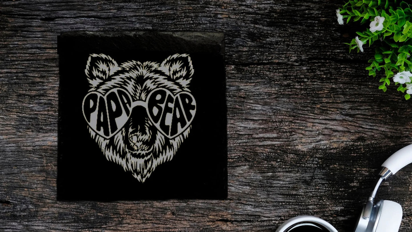 Mama and Papa Bear Slate Coasters Premium Slate Coasters