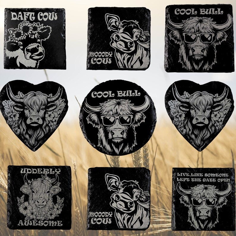 Funny Cow Slate Coasters Premium Slate Coasters