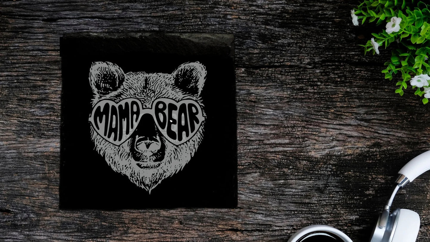 Mama and Papa Bear Slate Coasters Premium Slate Coasters