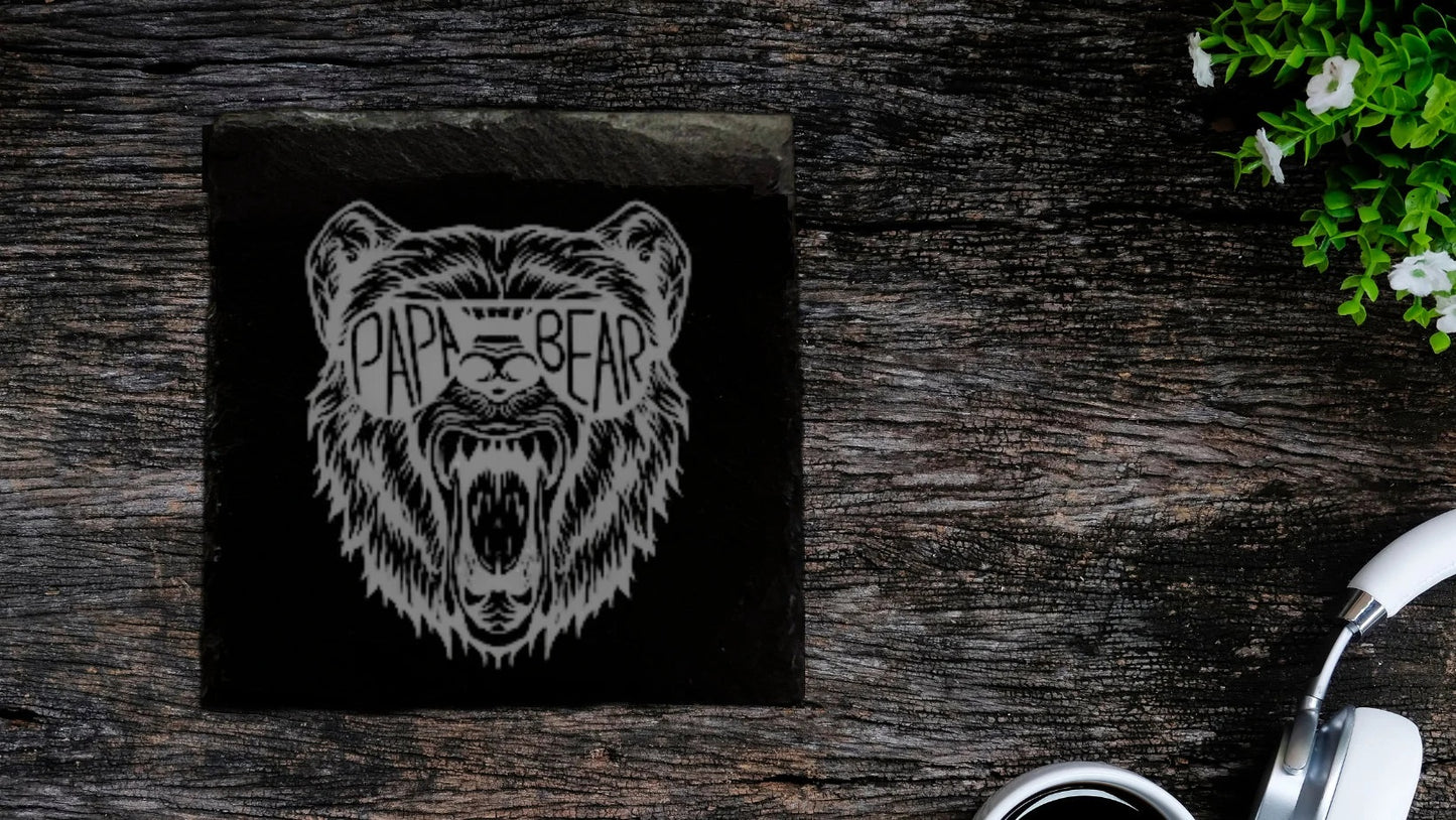 Mama and Papa Bear Slate Coasters Premium Slate Coasters