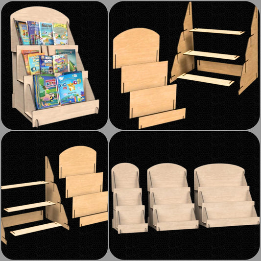 Free Standing 3 Tier Cards/Frame Display Stand, Perfect for Displaying your Products SVG, LBRN, DFX