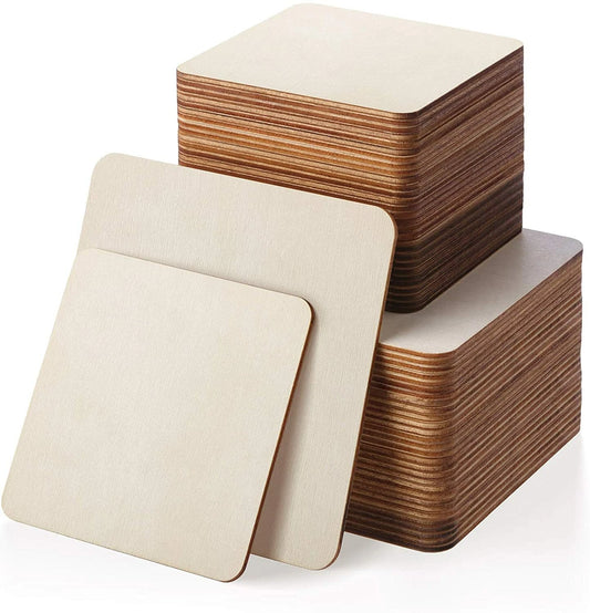 Wooden Plywood Coaster Blanks Round & Square Shapes  Craft Blanks for DIY Projects, Painting & Engraving