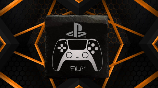 Gamer Slate Coaster – 10cm Square – XBOX & PlayStation Design – Funny Gaming Gift