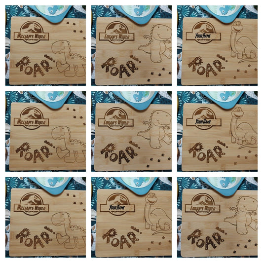 Personalised Dinosaur Bamboo Placemat for Kids – Custom Name Engraved