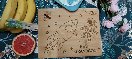Personalised Space Rocket Placemat for Kids – Custom Name Engraved