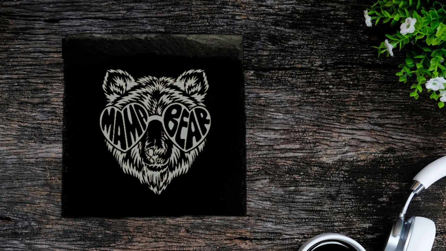 Mama and Papa Bear Slate Coasters Premium Slate Coasters